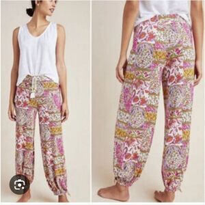 Anthropologie Maelynn Surat Harem Joggers With Tie Ankles In Vibrant Paisley